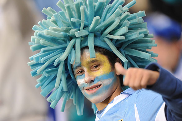 uruguay v france: Uruguay fan gives a thumbs up