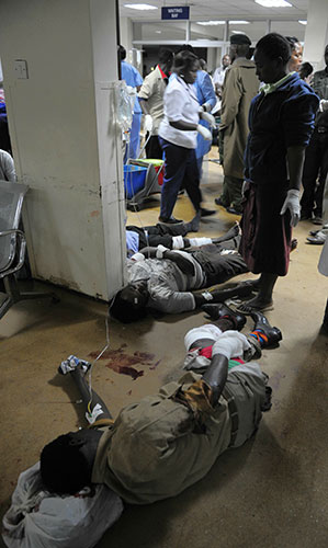 Kenya explosion: Victims on the floor at the Kenyatta national hospital in Nairobi