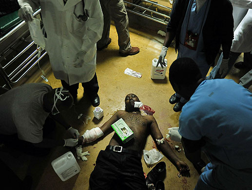 Kenya explosion: An injured victim attended to at the Kenyatta National Hospital in Nairobi