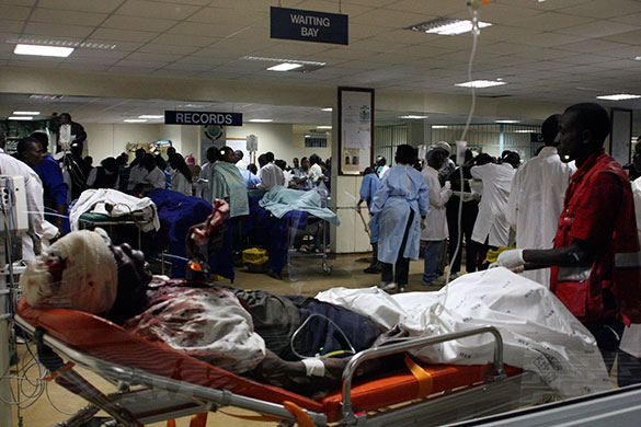 Kenya explosion: A  Kenyan lies on the stretcher at Kenyatta National Hospital for treatment