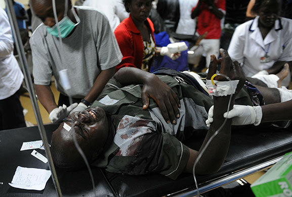 Kenya explosion: A victim on stretcher Kenyatta national hospital in Nairobi