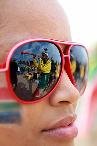 World Cup vuvuzelas: A supporter of South Africa 