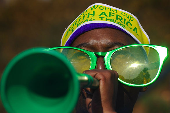 World Cup vuvuzelas: A South African supporter