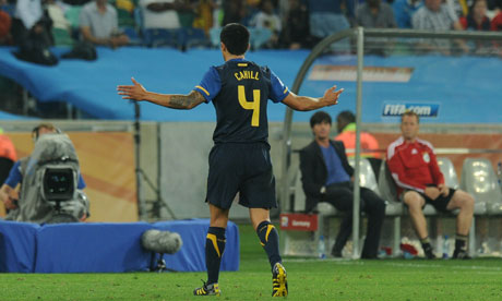 Australia's striker Tim Cahill after his sending off against Germany