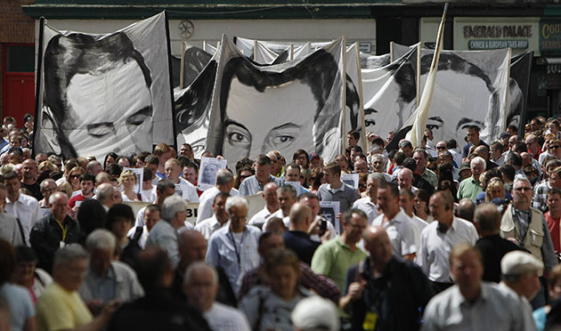 Bloody Sunday Inquiry: Banners bearing portraits of Bloody Sunday victims 