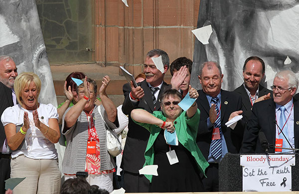 Bloody Sunday Inquiry: Relatives of Bloody Sunday victims rip up copies of the Widgery Report