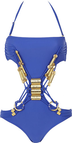 Extreme swimwear: Blue with gold embellishment River Island