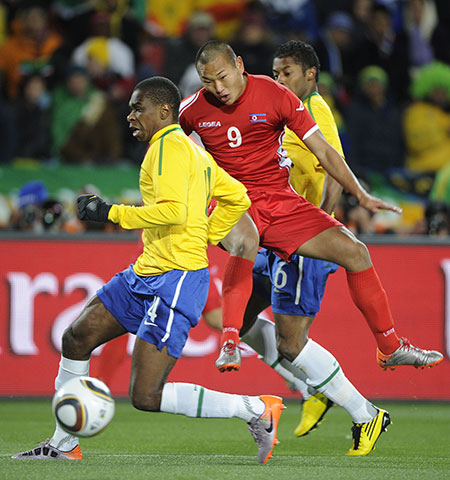 Brazil v North Korea: North Korea's Jong Tae-se fires in a shot