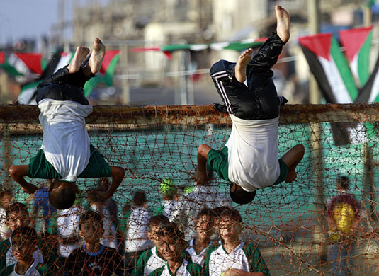 Summer Camp: Palestinian boys train during a session at a summer camp