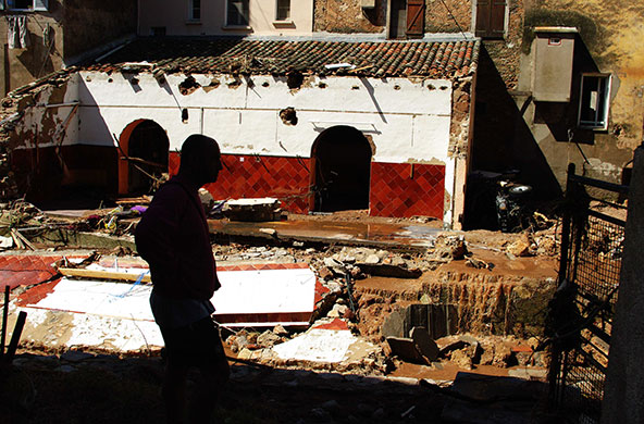 France Floods: Les Arcs: Flooded houses near Draguignan