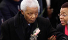 Nelson Mandela arrives for a memorial for his great-granddaughter Zenani Mandela.