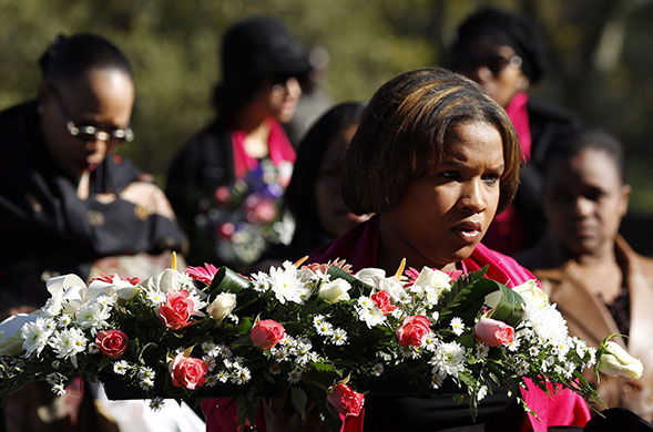 Zenani Mandela memorial: Mourners during the memorial for Zenani Mandela