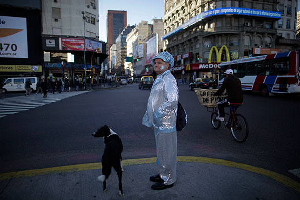 24 hours in pictures: Buenos Aires, Argentina: A man wearing national colours