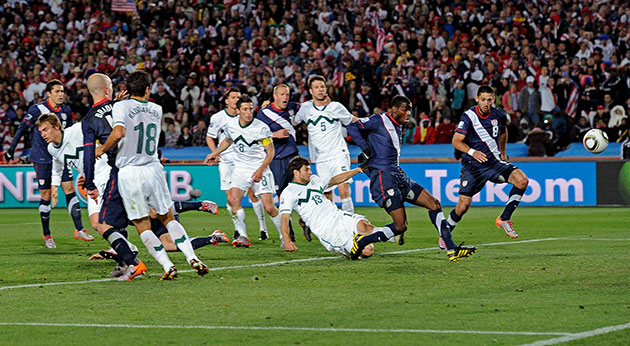 USA v Slovenia: Maurice Edu's goal is disallowed