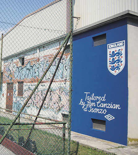 Walls: A big badge on a wall