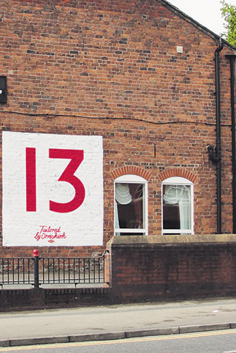 Walls: A big red number on a wall