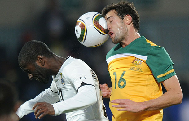 World Cup day 10: Carl Valeri climbs above Stephen Appiah to win the header