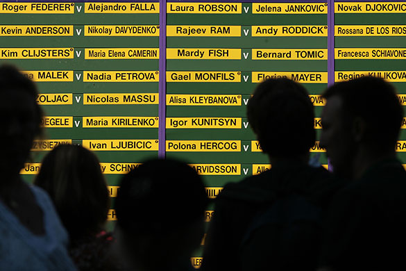 Wimbledon day one: Fans look at the order of play board