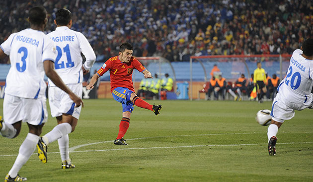 Spain v Honduras: David Villa scores his, and Spain's, 2nd goal