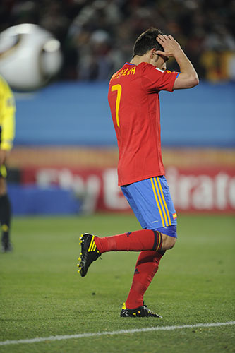 Spain v Honduras: David Villa despairs after missing a penalty