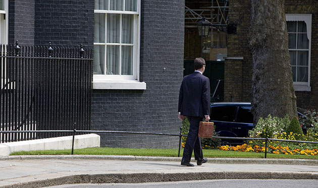 budget day: Osborne leaves Downing Street for Parliament