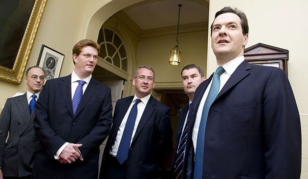 George Osborne: Chancellor George Osborne waits in 11 Downing Street with Danny Alexander