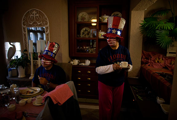 24 hours in pictures: Johannesburg, South Africa: US football soccer fans having breakfast