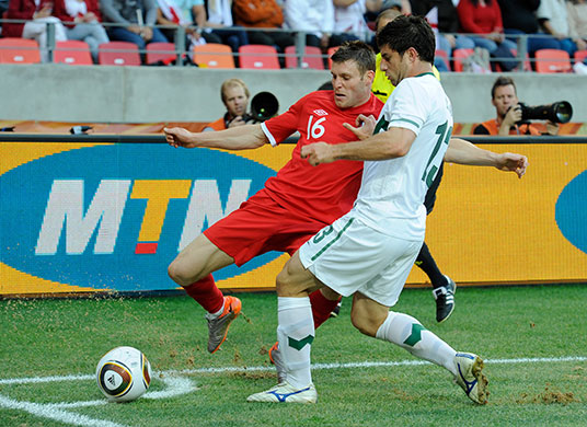 Slovenia versus England: James Milner attempts a cross