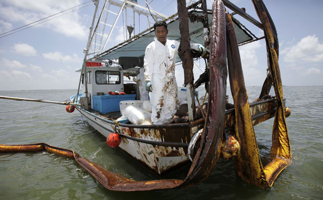 Deepwater horizon: BP oil spill: Bay Jimmy near Venice, Louisiana