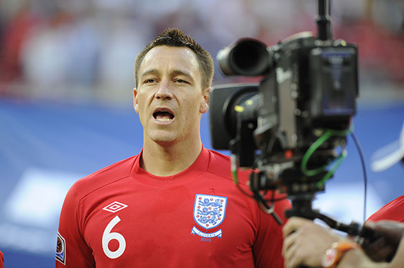 Slovenia v England: John Terry sings the National Anthem