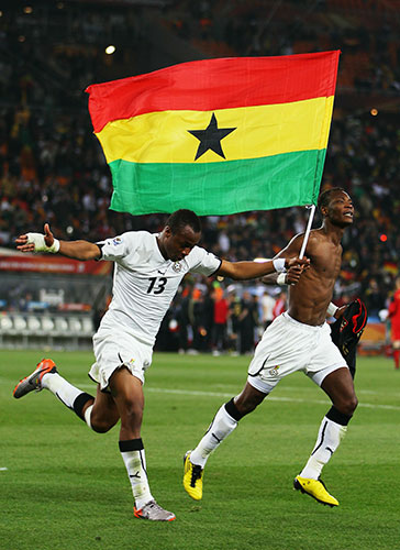 rest of today: Andre Ayew, left, and John Pantsil celebrate as Ghana qualify 