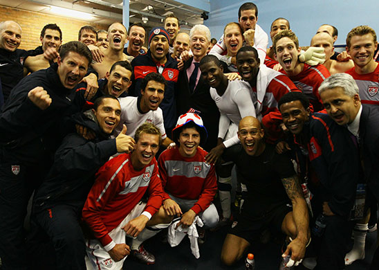 rest of today: The jubilant US players get a visit from former US President Bill Clinton