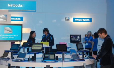 Netbooks on the Intel stand at CES