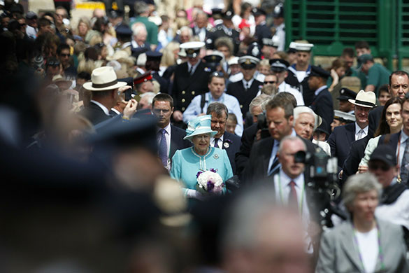 The Queen at Wimbledon: Queen Elizabeth walks down St Mary's walk