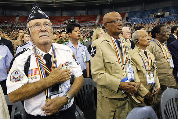 Korean War anniversary: Korean War veterans participate in a ceremony in Seoul