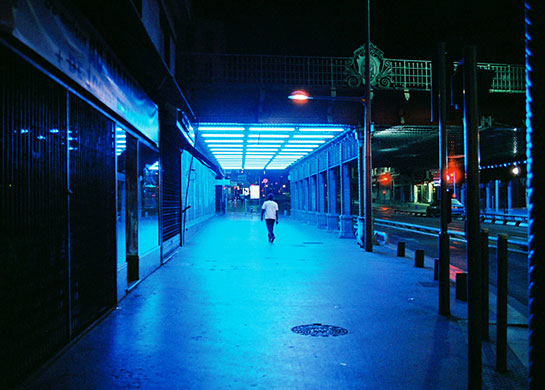 In Pictures: light: vivid blue light under bridge