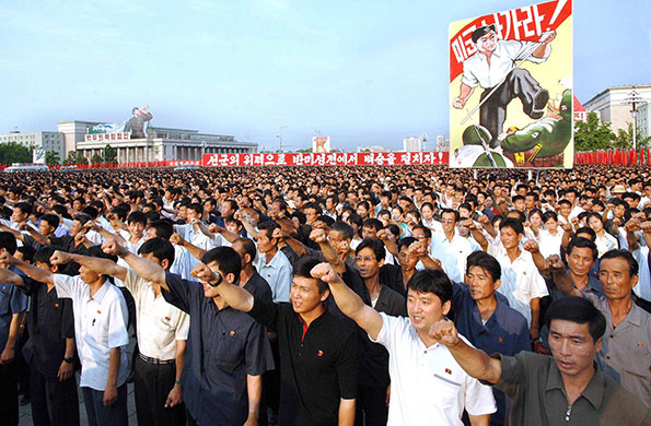 Korean war anniversary: Mass rally to mark the 60th anniversary of the Korean war, Pyongyang