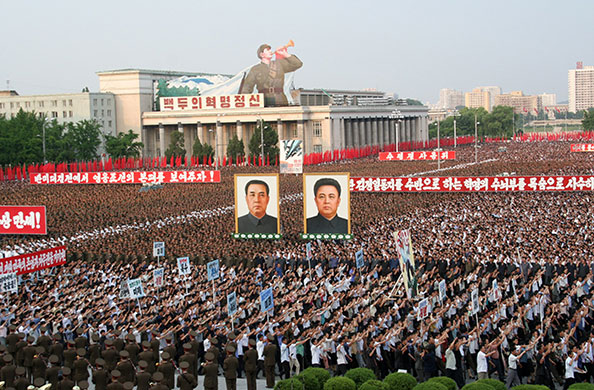 Korean war anniversary: More than 100,000 civilians and soldiers attend an anti US rally