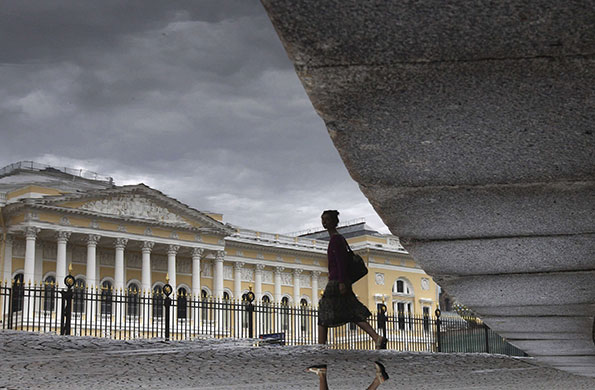 24 Hours: A woman walks in front of the Russian Museum in St Petersburg