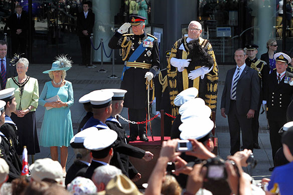 Armed Forces Day: Prince Charles and Camilla, Duchess of Cornwall, take a military salute