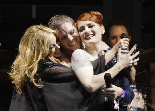 Bands: Kylie Minogue performs with the Scissor Sisters