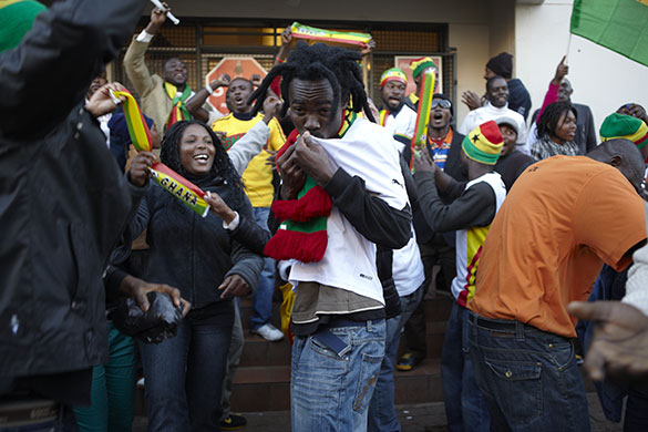 African fans in Jo'burg: Ghana fan celebrates after the 1-1 draw with Australia