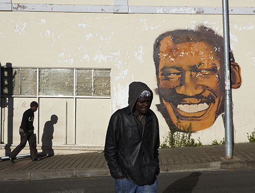 African fans in Jo'burg: A mural of Black leader Robert Sobukwe