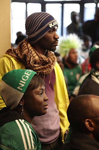 African fans in Jo'burg: Nigeria fans watching the Ghana v Australia match