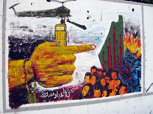 Collaborator murals: The image depicts the consequences of collaboration