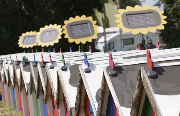 Heat: Solar panels on pod-huts gather the sun's rays 