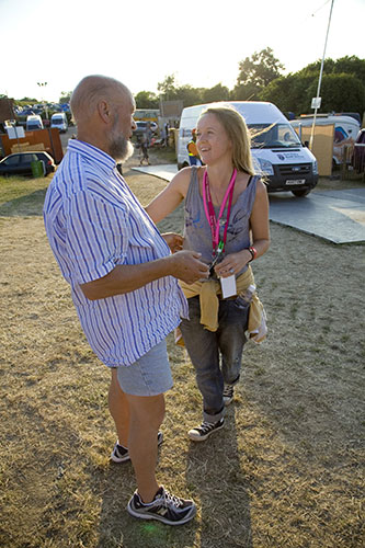 Eavis at Glastonbury: Michael Eavis meets up with his daughter, Emily