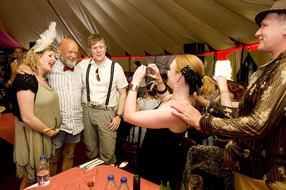 Eavis at Glastonbury: Michael Eavis arrives at Shangri-La for a private dinner