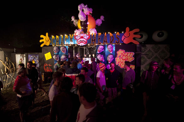 Glastonbury by night: The Crack House bar in Glastonbury