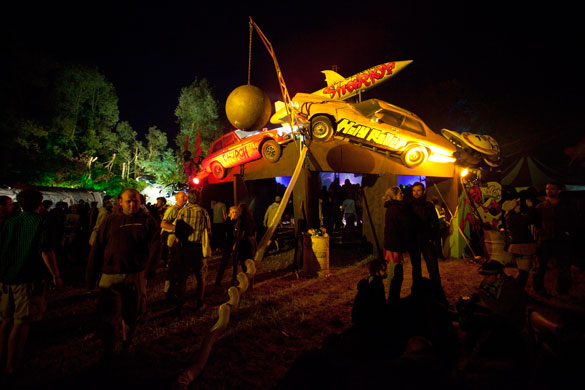 Glastonbury by night: The Holy Roller bar
